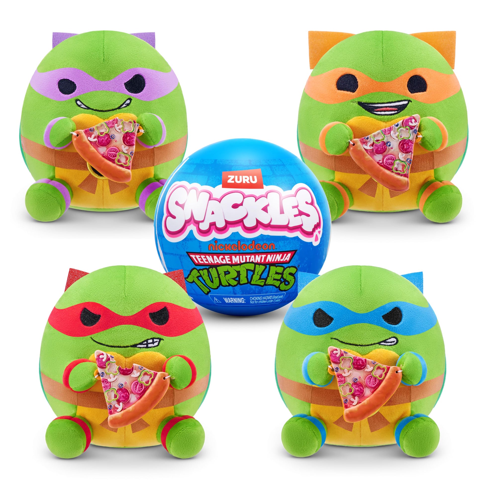Snackles 5" Plush Teenage Mutant Ninja Turtles Edition by ZURU, Cuddly Squishy Comfort Plush with Teenage Mutant Ninja Turtles Theme and Pizza Snack