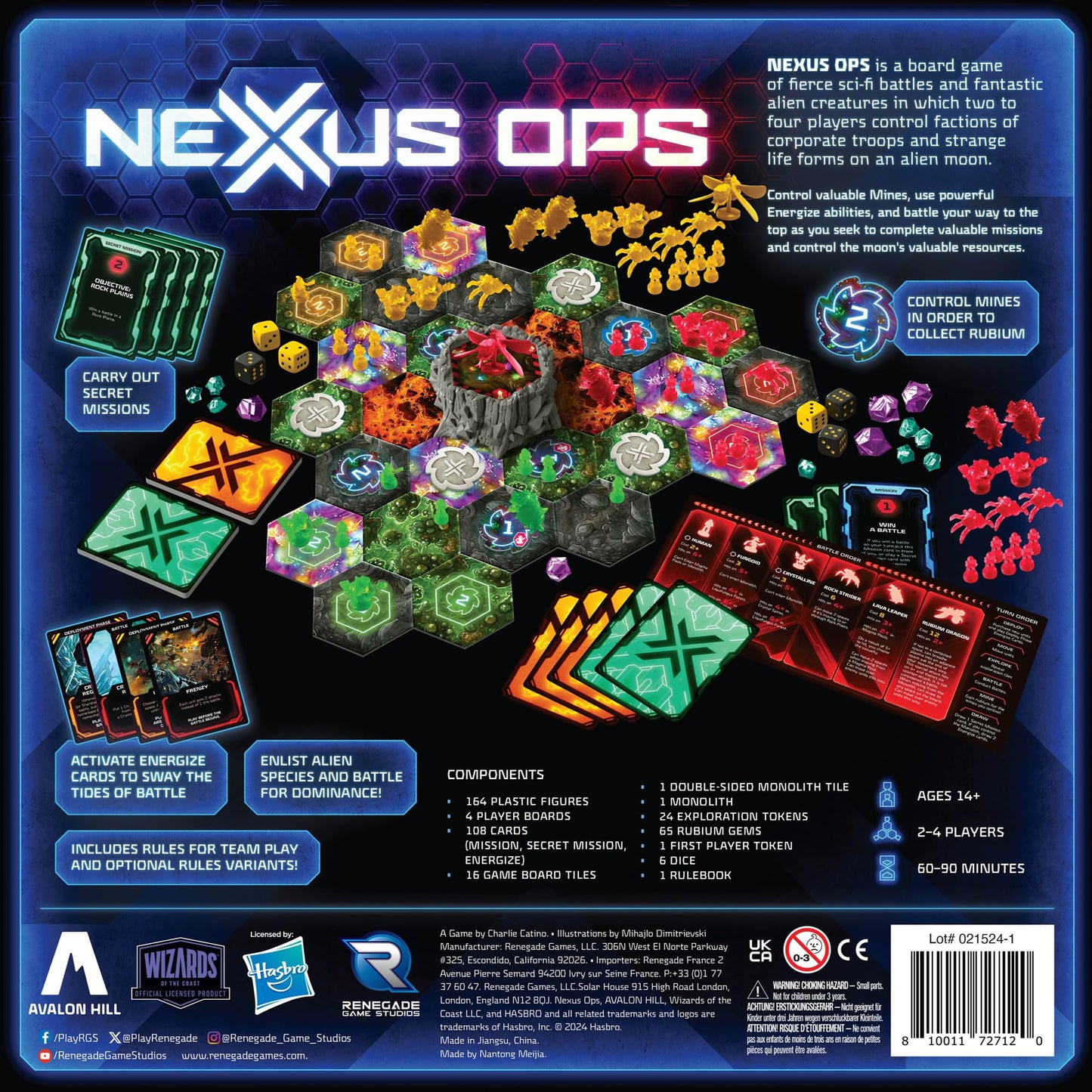 Renegade Game Studios Nexus Ops Strategy Board Game with Alien Miniatures & Secret Missions for 2-4 Players