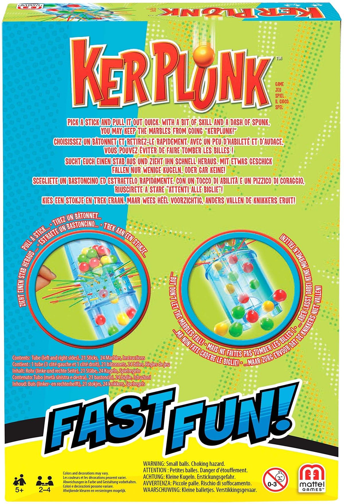 Mattel Games Fast Fun Blokus/Kerplunk, Two Player Game, Playing Time Approx. 15 Minutes, Age 5+