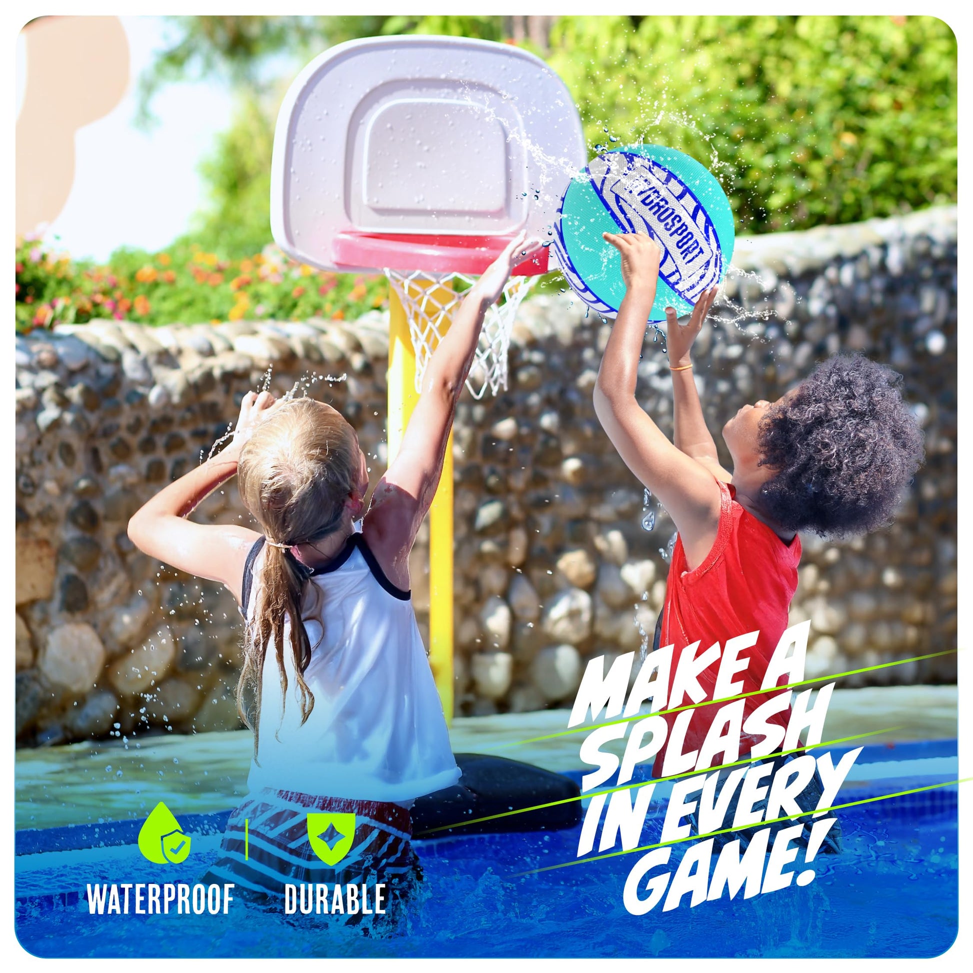 Pool Basketball (Size 3) - Pool Toys for Kids, Teens, & Adults - Water Basketball for Pools Party - Waterproof Swimming Balls - Water Toys for Kids