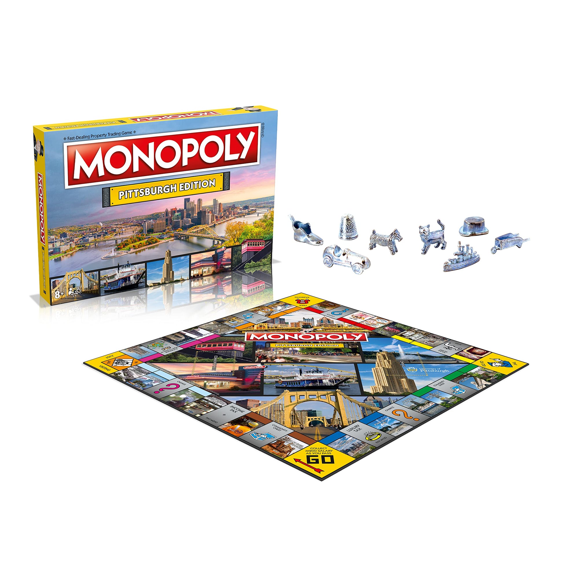 Monopoly Board Game Pittsburgh Edition: 2-6 Players Family Board Games for Kids and Adults, Board Games for Kids 8 and up, for Kids and Adults, Ideal
