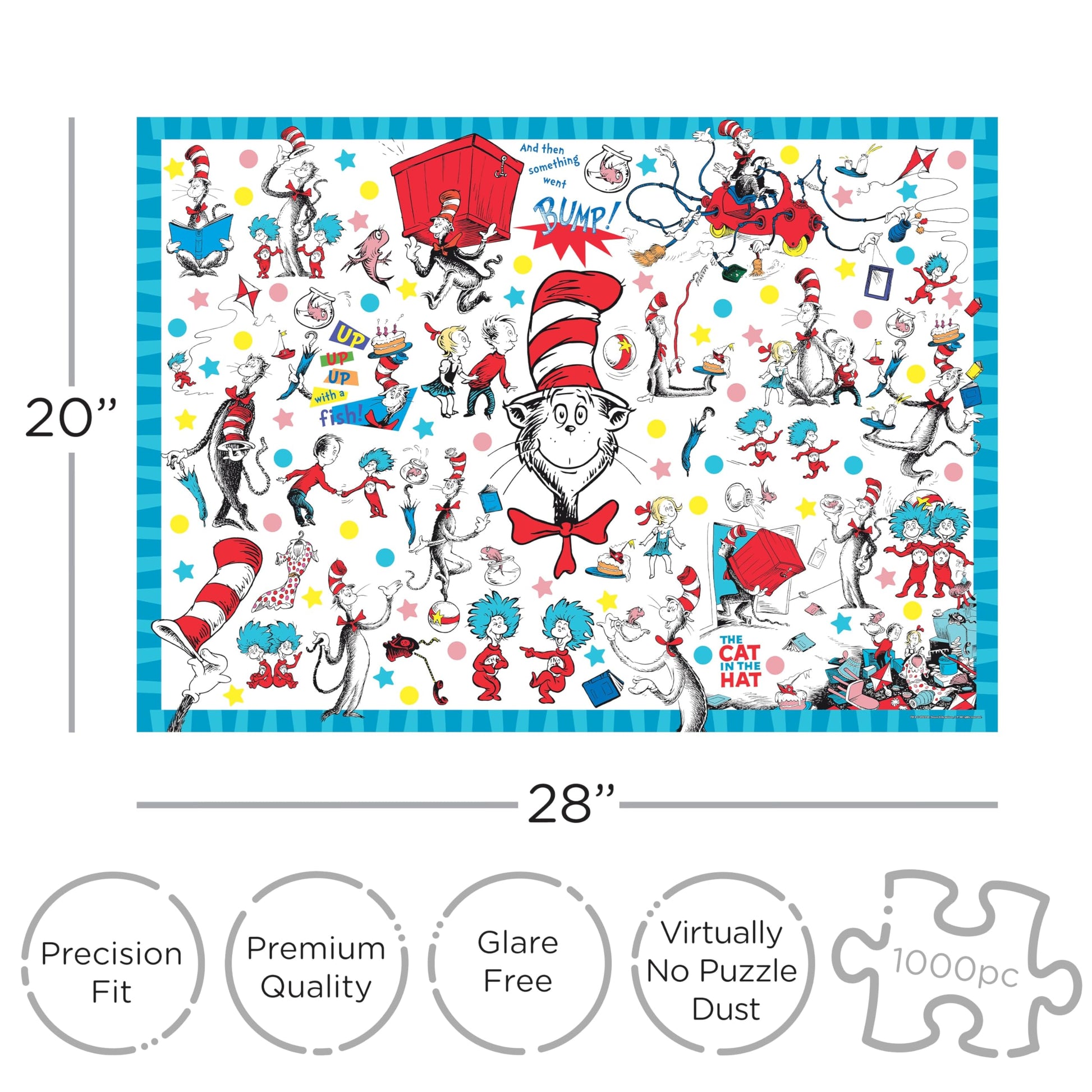 AQUARIUS Dr SeussCat in The Hat Wrapping Paper 1000 Piece Jigsaw Puzzle