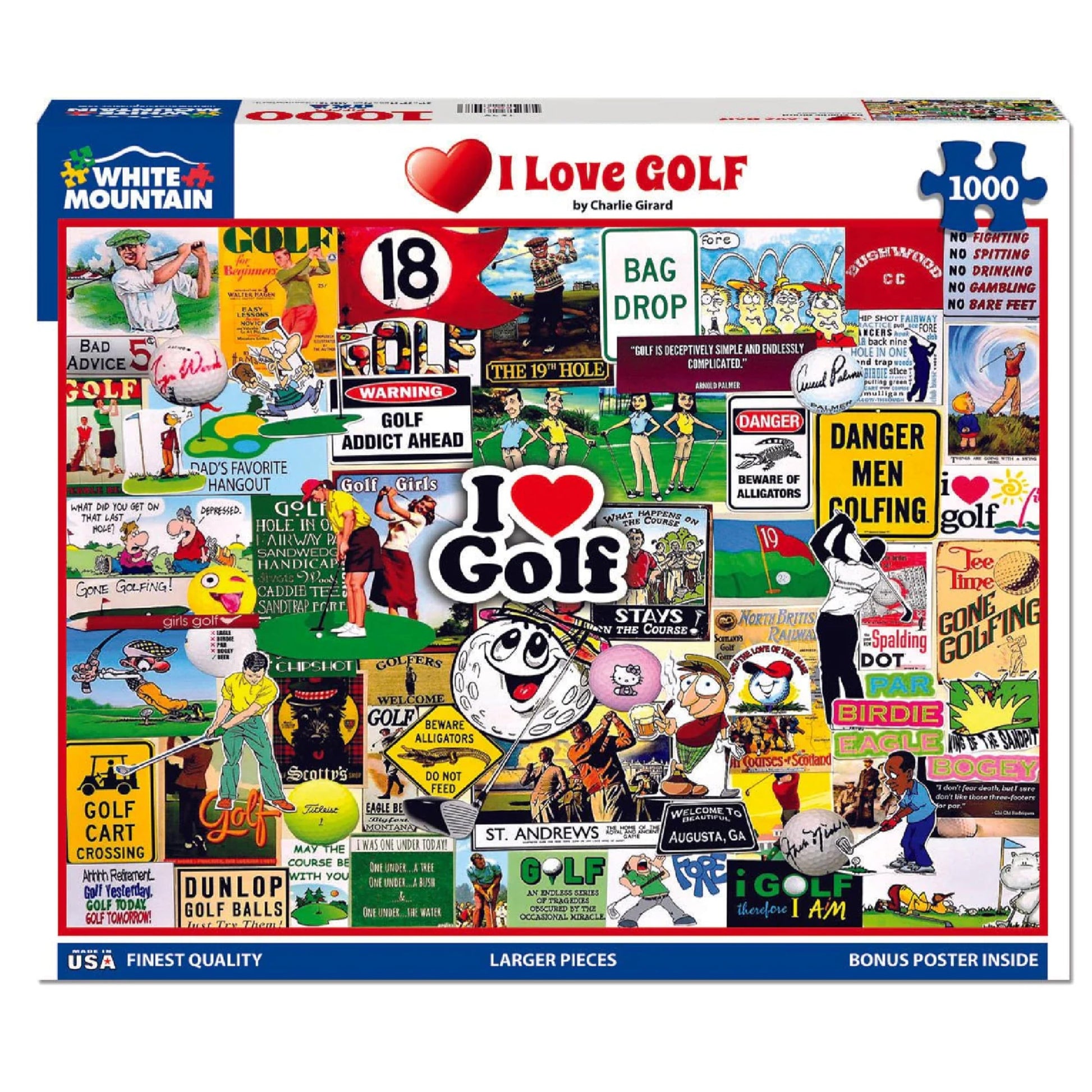 White Mountain 1000 Piece Jigsaw Puzzle Course Humor, I Love Golf