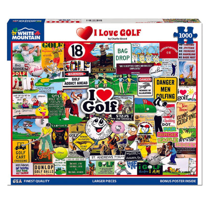 White Mountain 1000 Piece Jigsaw Puzzle Course Humor, I Love Golf