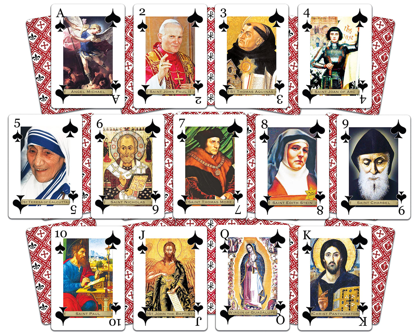 Holy Playing Cards Saints Edition - Catholic Religious Poker Deck with 55 Cards, QR Saint Bios, Holy Spirit Wilds - Faith Family Game & Gift
