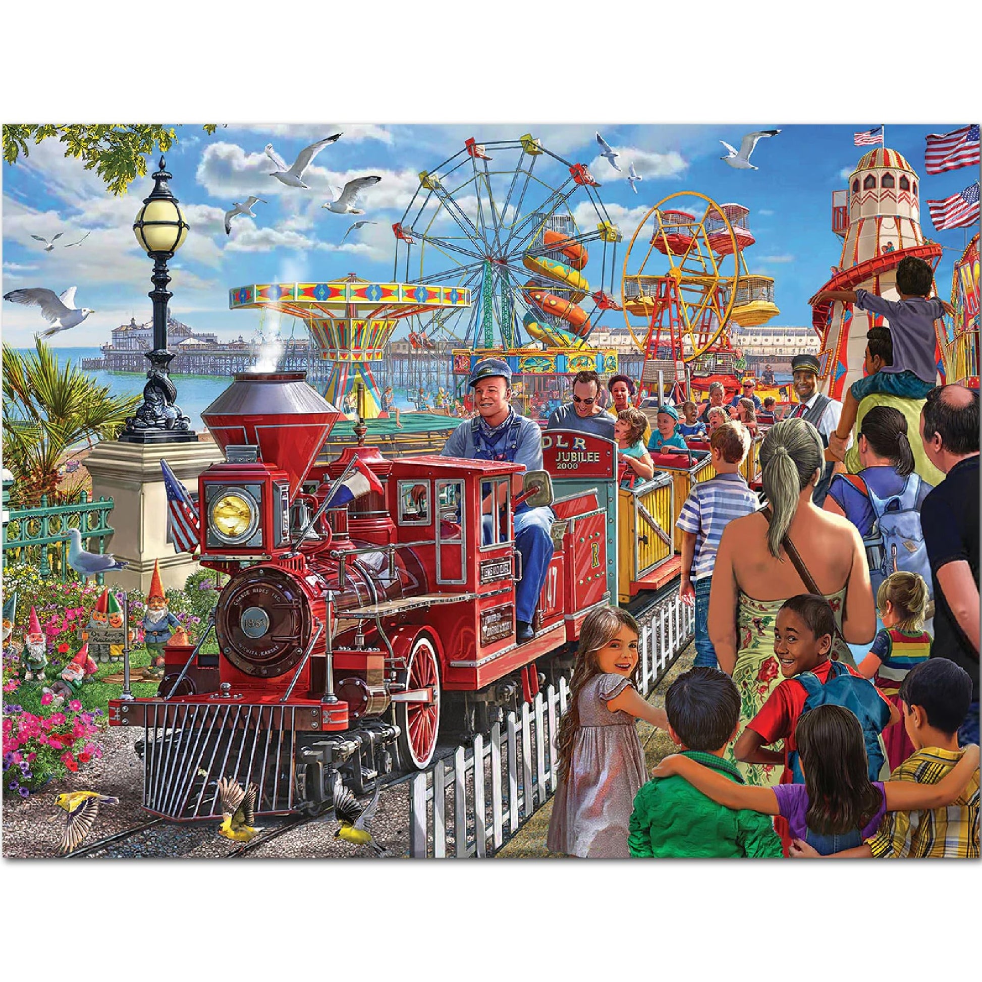 White Mountain 500 Piece Jigsaw Puzzle Theme Park Train, Seaside Railroad