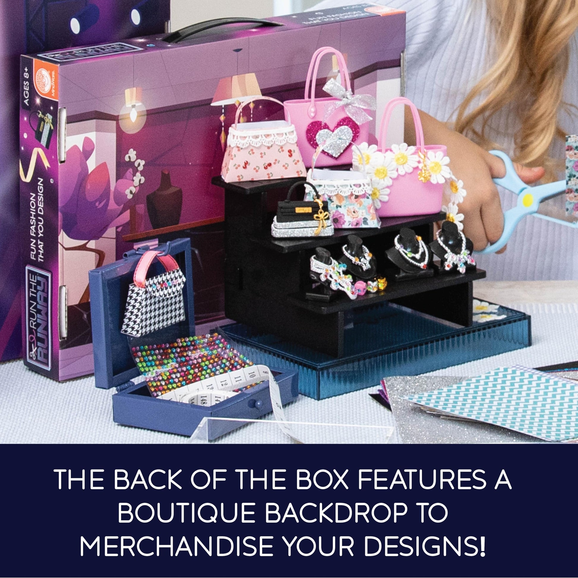 MindWare Fashion Designer Kits Ages 8+ - Run The Runway DIY Craft Kit for Girls - Creative Learning Activity for Kids - Design Bags & Jewelry