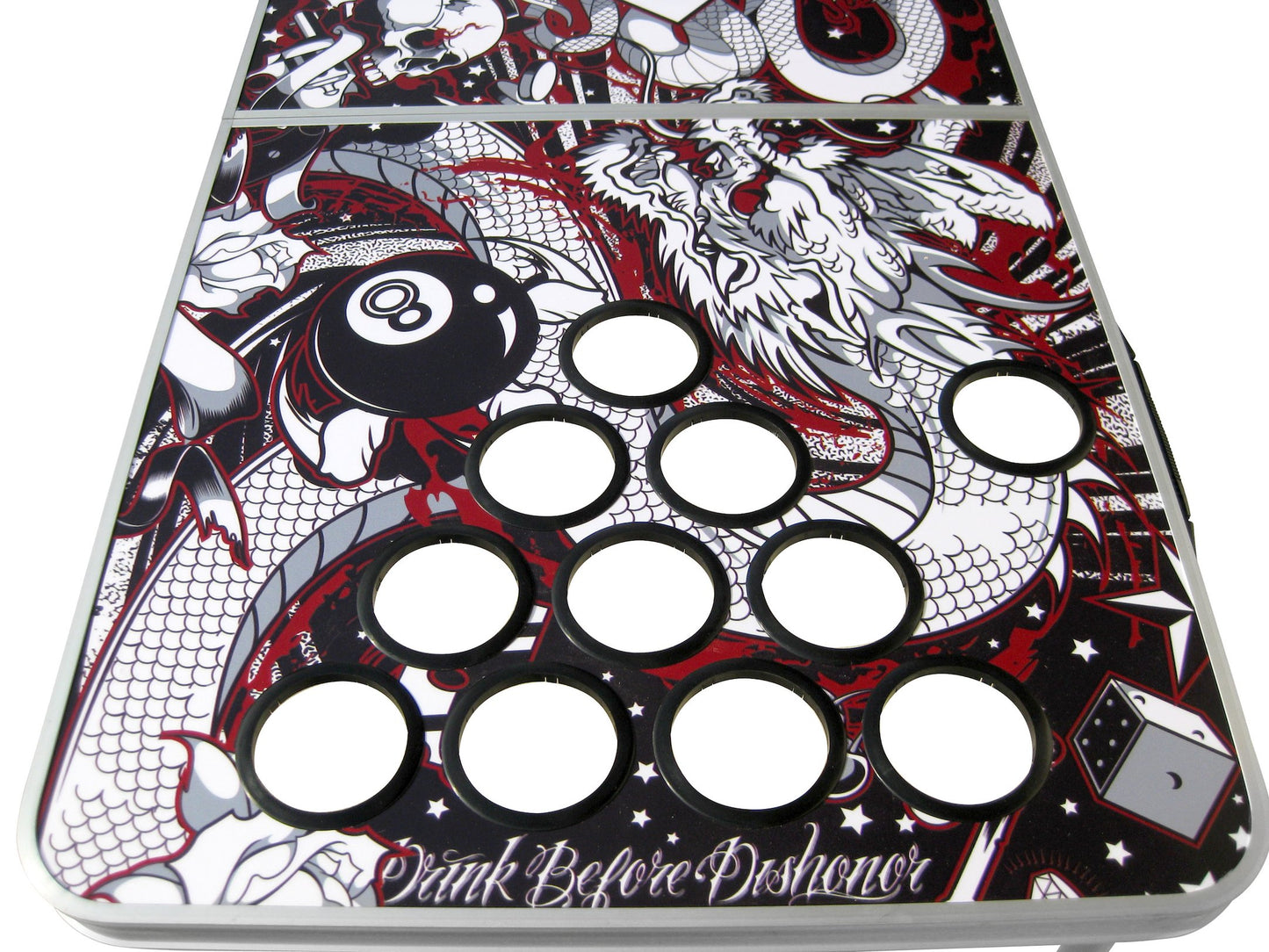 Tattoo Portable Beer Pong Table with Holes