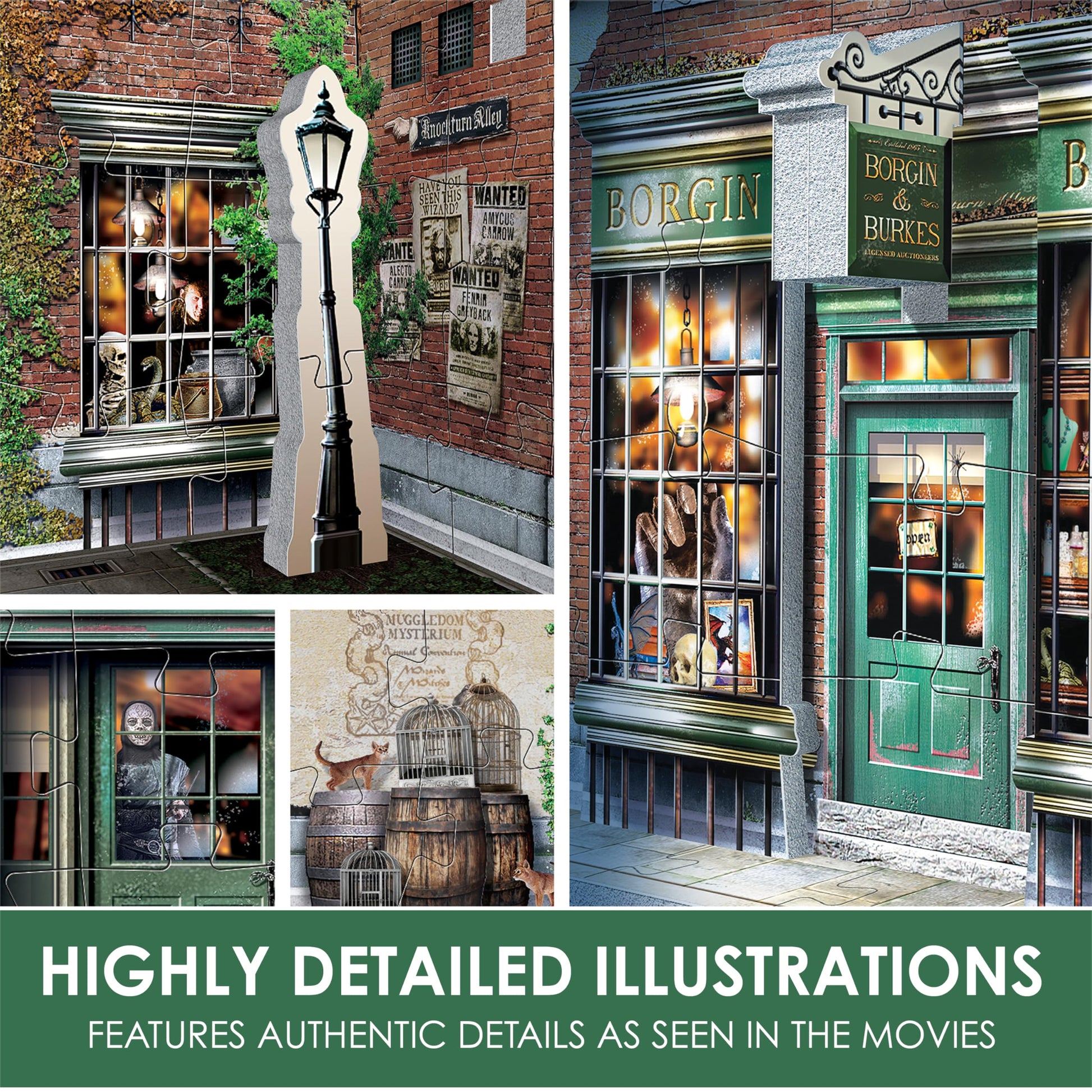 Wrebbit3D Harry Potter 3D Puzzle Model of Borgin and Burkes | Diagon Alley Collection |270 Jigsaw Puzzle Pieces | Build and Journey Through
