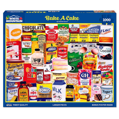 White Mountain 1000 Piece Jigsaw Puzzle Nostalgic Baking, Bake a Cake