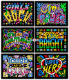 Girl Power 6-Pack of Fuzzy Velvet Coloring Posters for Kids, Toddlers, and Girls (All Ages Arts Crafts Activity) - Positive Messages Inspire