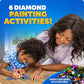 Blue Marble Ultimate Diamond Painting Kit for Kids - 6 Craft Activities with 1500+ Gems, Make 3 Window Art Pieces & 3 Keychains, Includes Applicator
