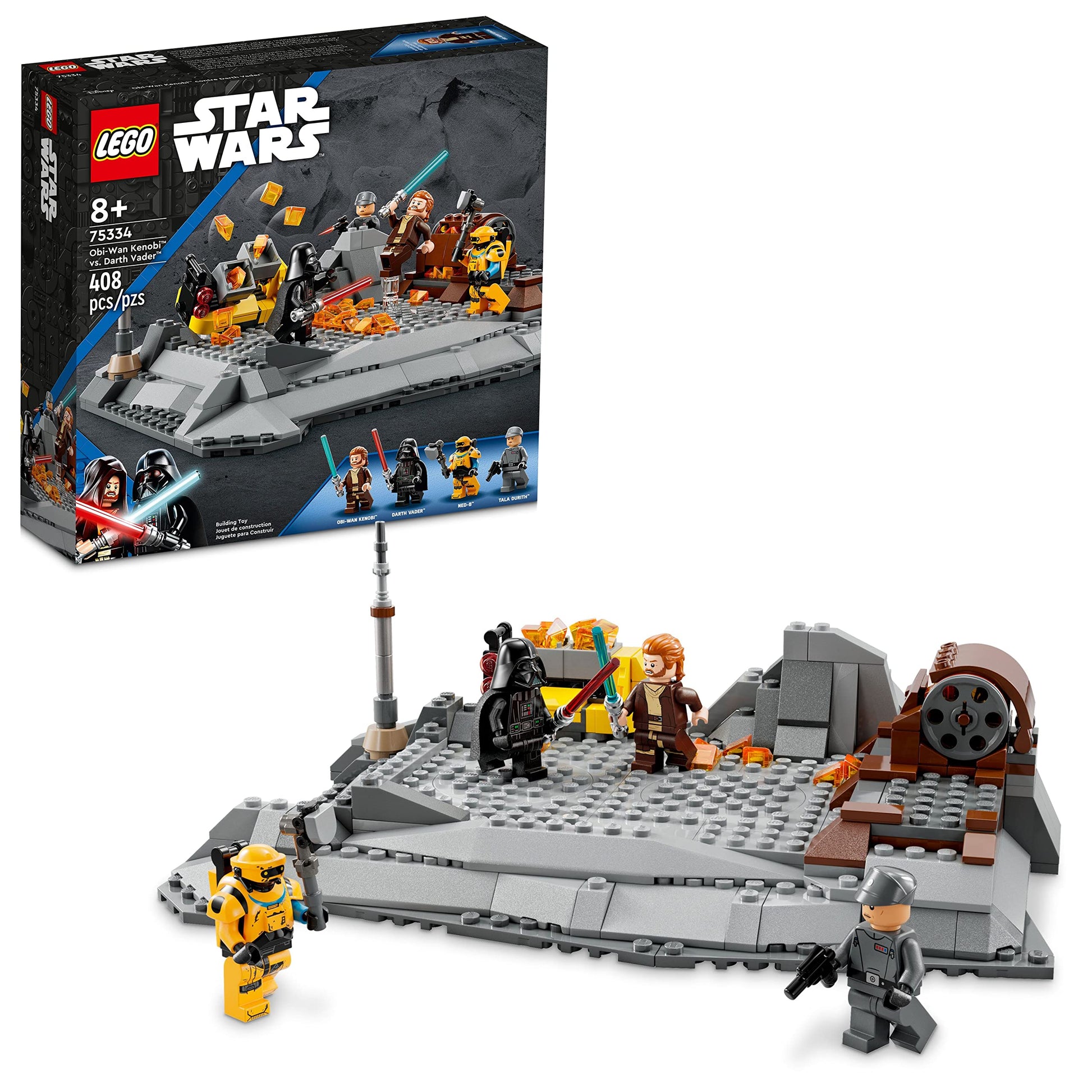 LEGO Star Wars OBI-Wan Kenobi vs. Darth Vader 75334 Building Toy Set - Features 4 Minifigures with Lightsabers for Buildable Battles, Great