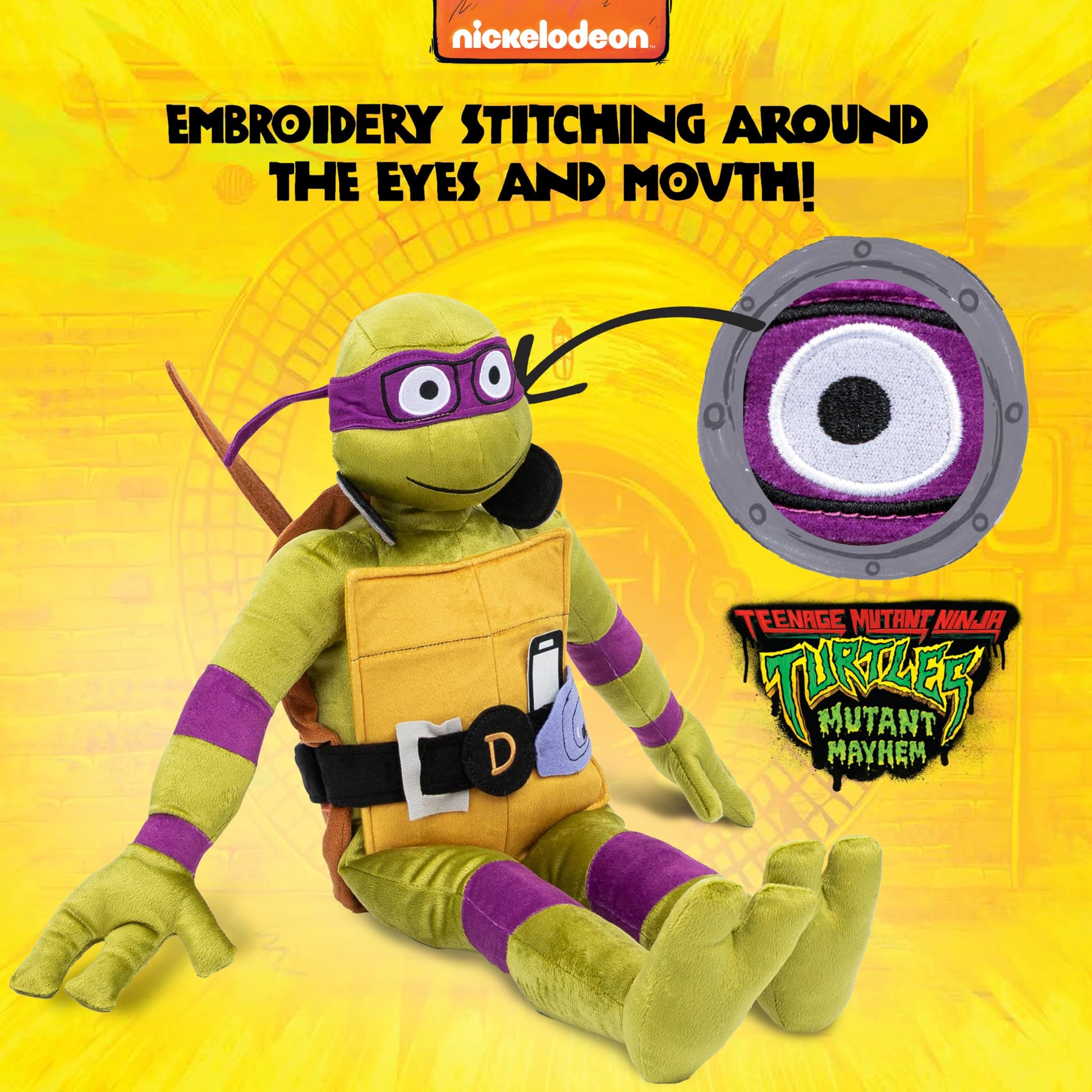 Jay Franco Nickelodeon Teenage Mutant Ninja Turtles Donatello Plush Pillow Buddy - Super Soft Stuffed Character Pillow - Polyester Microfiber, 26