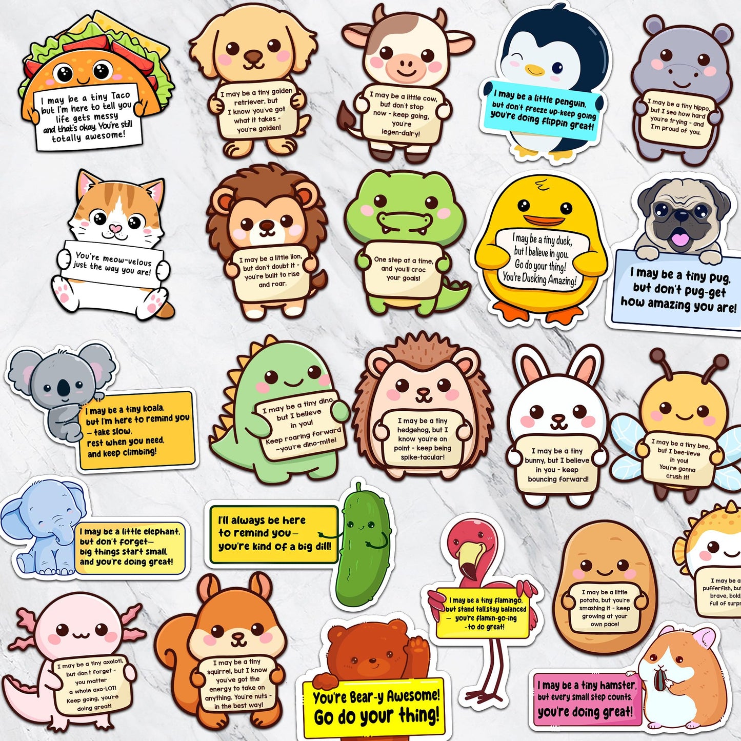 100PCS Emotional Support Animal Stickers by Puraesla- Affirmation Sticker Pack for Adults or Kids Cute Inspirational Buddies for Water Bottles