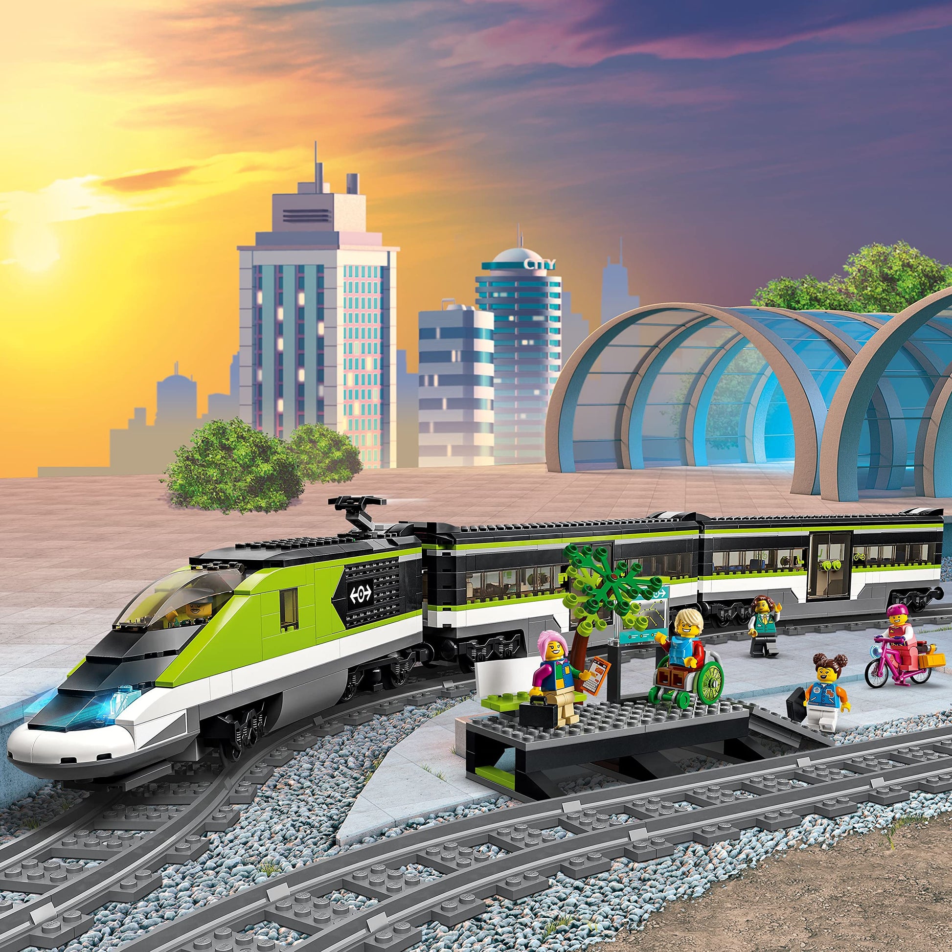 LEGO City Express Passenger Train Set - Remote Controlled Train Toy W/Working Headlights, 2 Coaches & 24 Track Pieces - Building Set Gift Idea for
