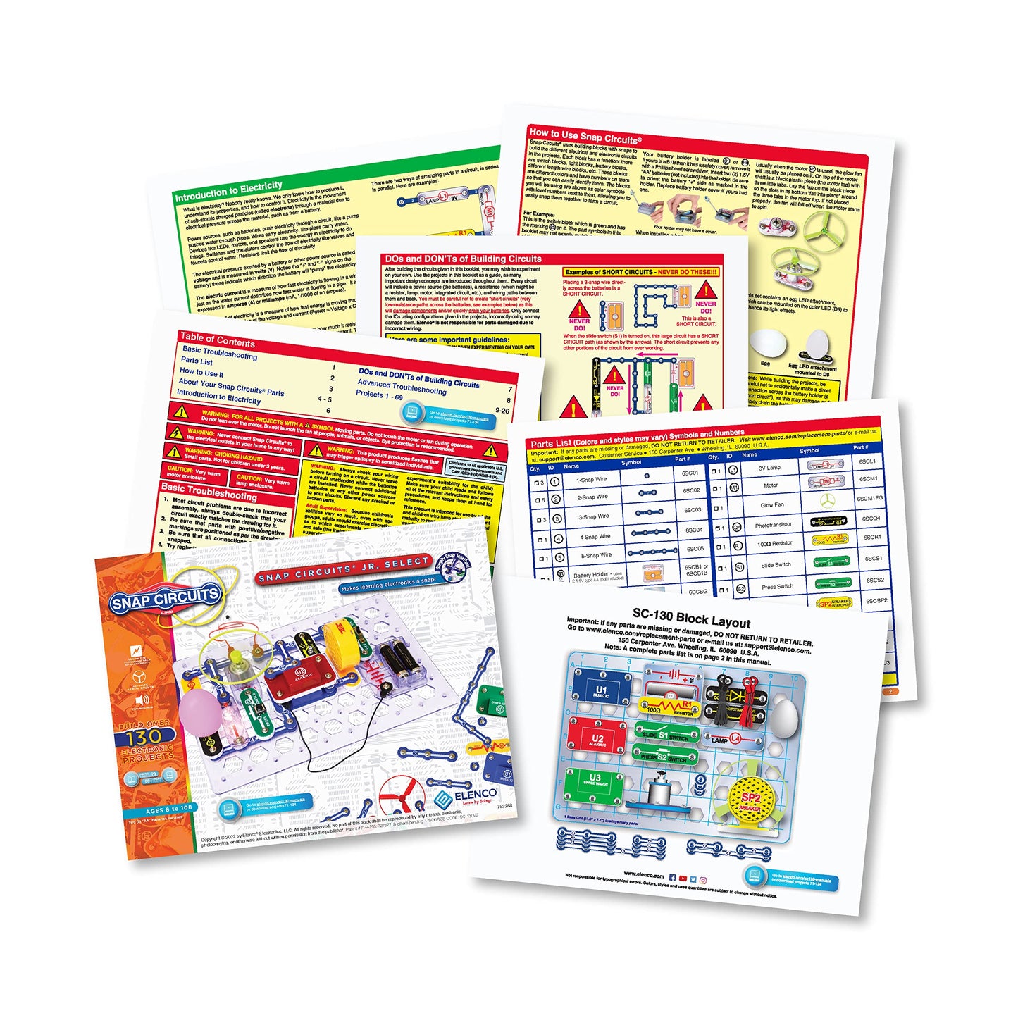 Snap Circuits Jr. Select SC-130 Electronics Exploration Kit | Over 130 Projects | Full Color Project Manual | 30+ Parts | STEM Educational Toys