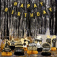 9 Pcs Happy Birthday Party Table Decorations, Black and Gold Party Decorations With Happy Birthday Banner for Girls Boys Women Men