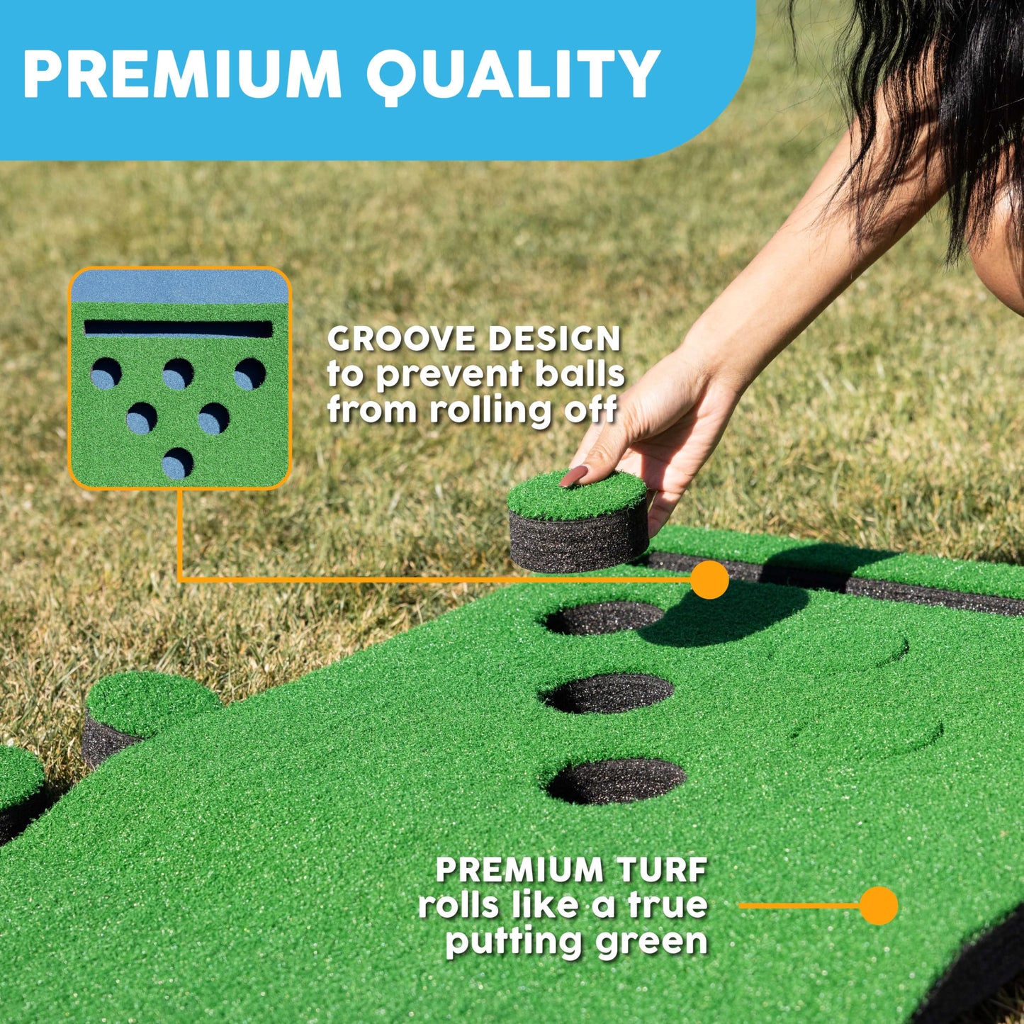 Golf Putting Game 12 ft Foldable with 12 Cup Covers and Storage Bag