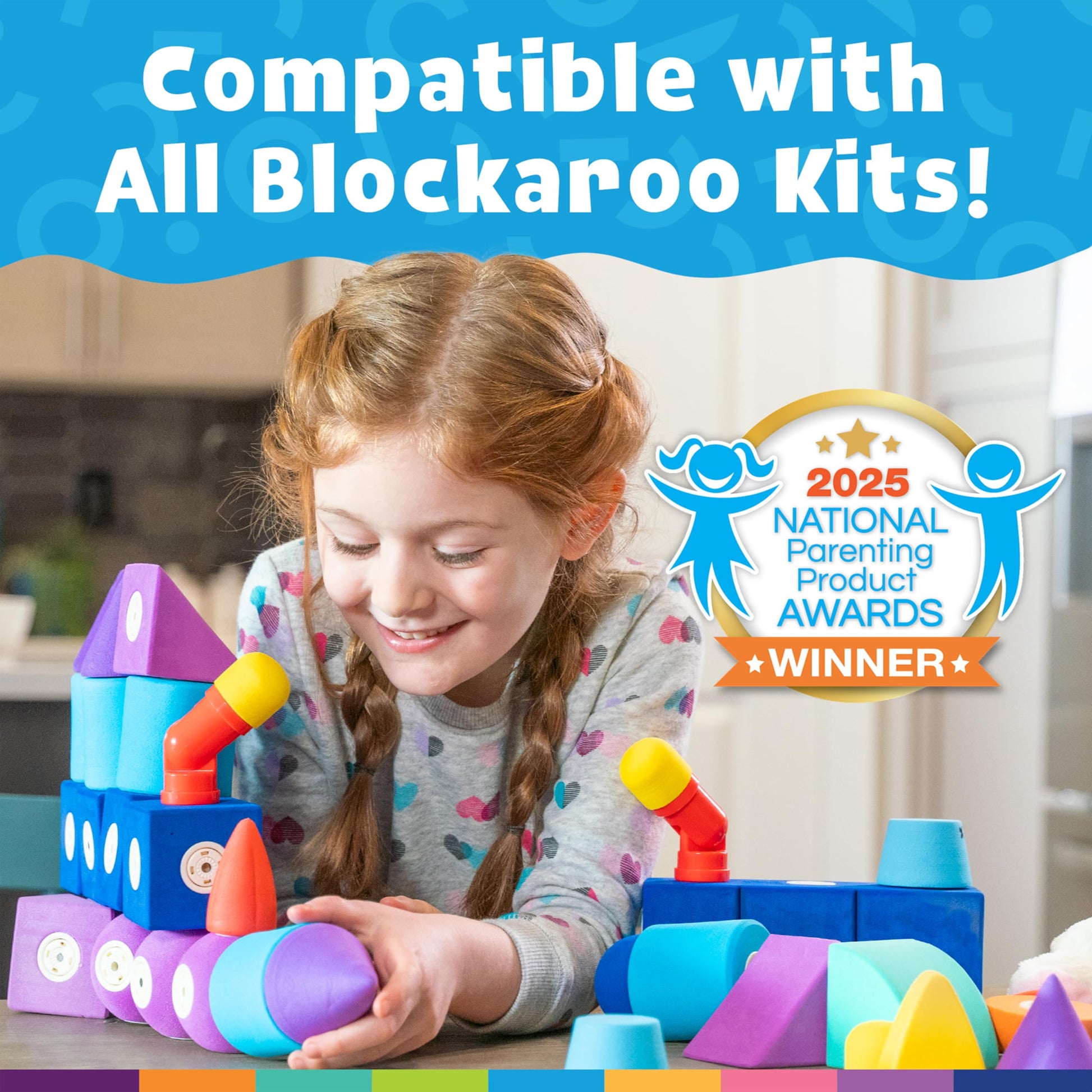 Blockaroo Magnetic Foam Bath Building Blocks - 50-Piece Trunk Set, Preschool Toys, Bathtub Toys, Sensory Toys, Engineering Toys for Kids 3-5