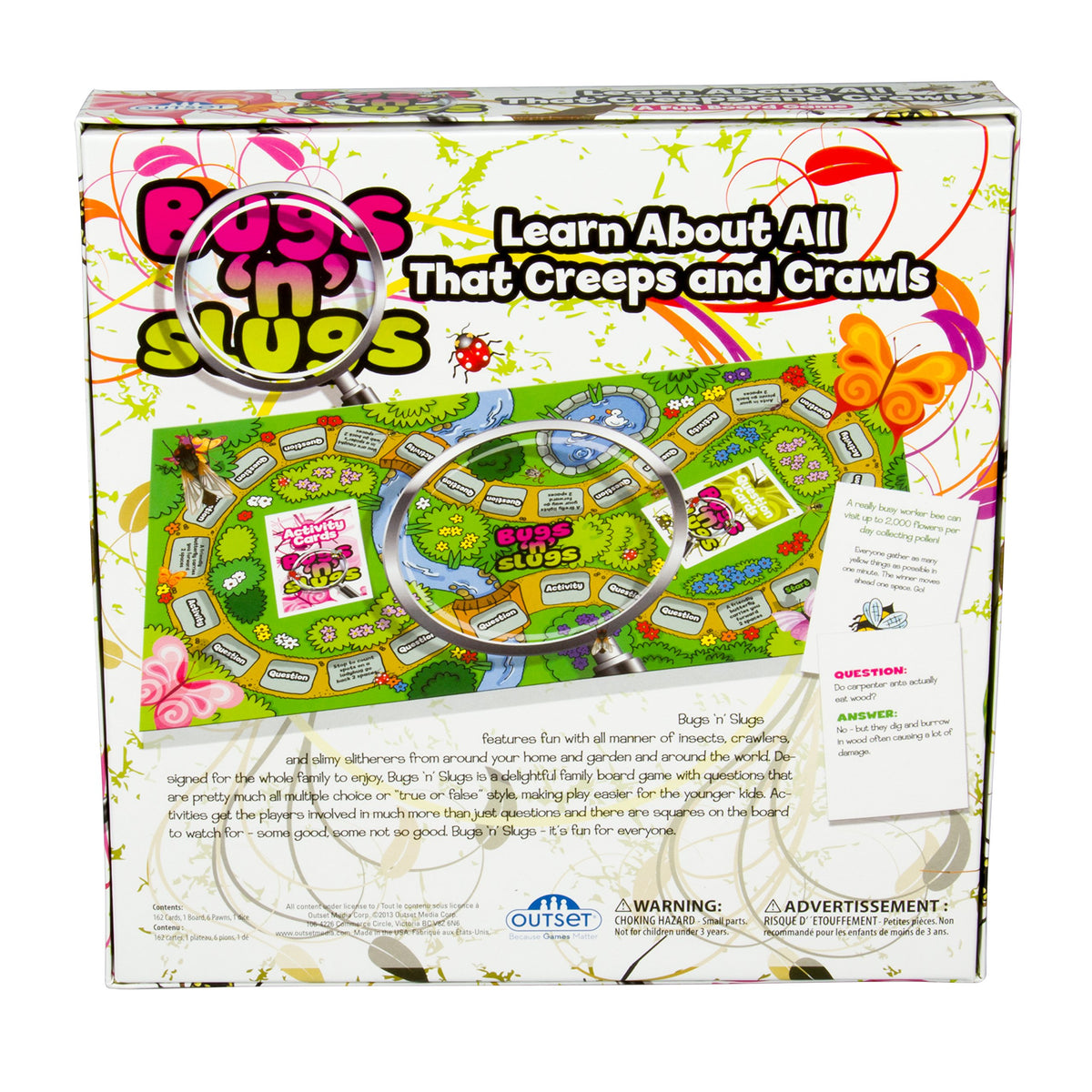Outset Media Educational Board Game - Bugs N' Slugs - Learn About All That Creeps and Crawls