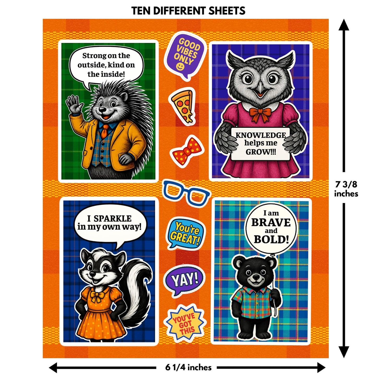 Pawsitive Vibes Woodland Animal Sticker Pack - 108 Cute Stickers with Positive Vibe Messages to Encourage Confidence, Kindness & Positivity! Durable