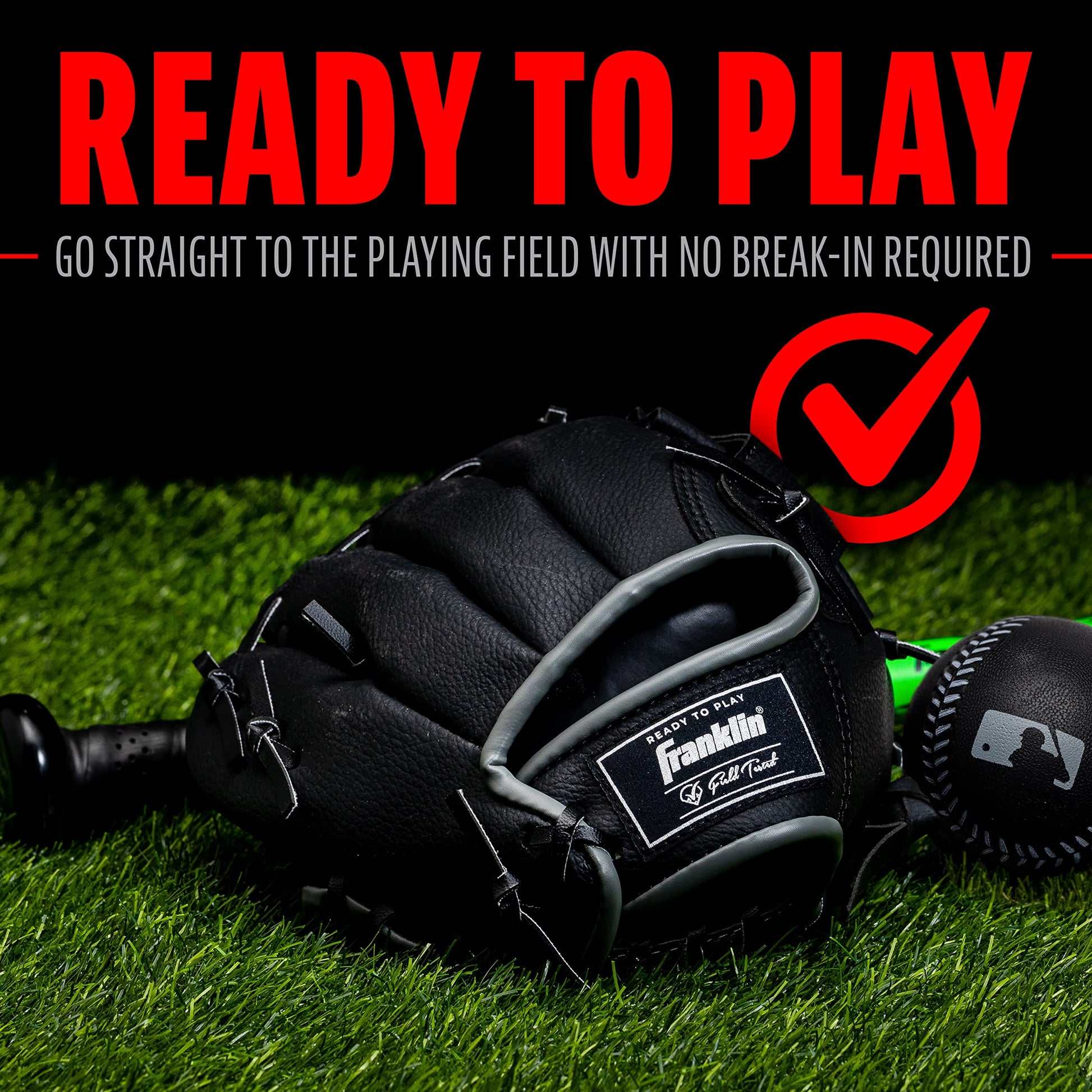 Franklin Sports MLB Teeball Glove - 9.5" Right Hand Throw - Black