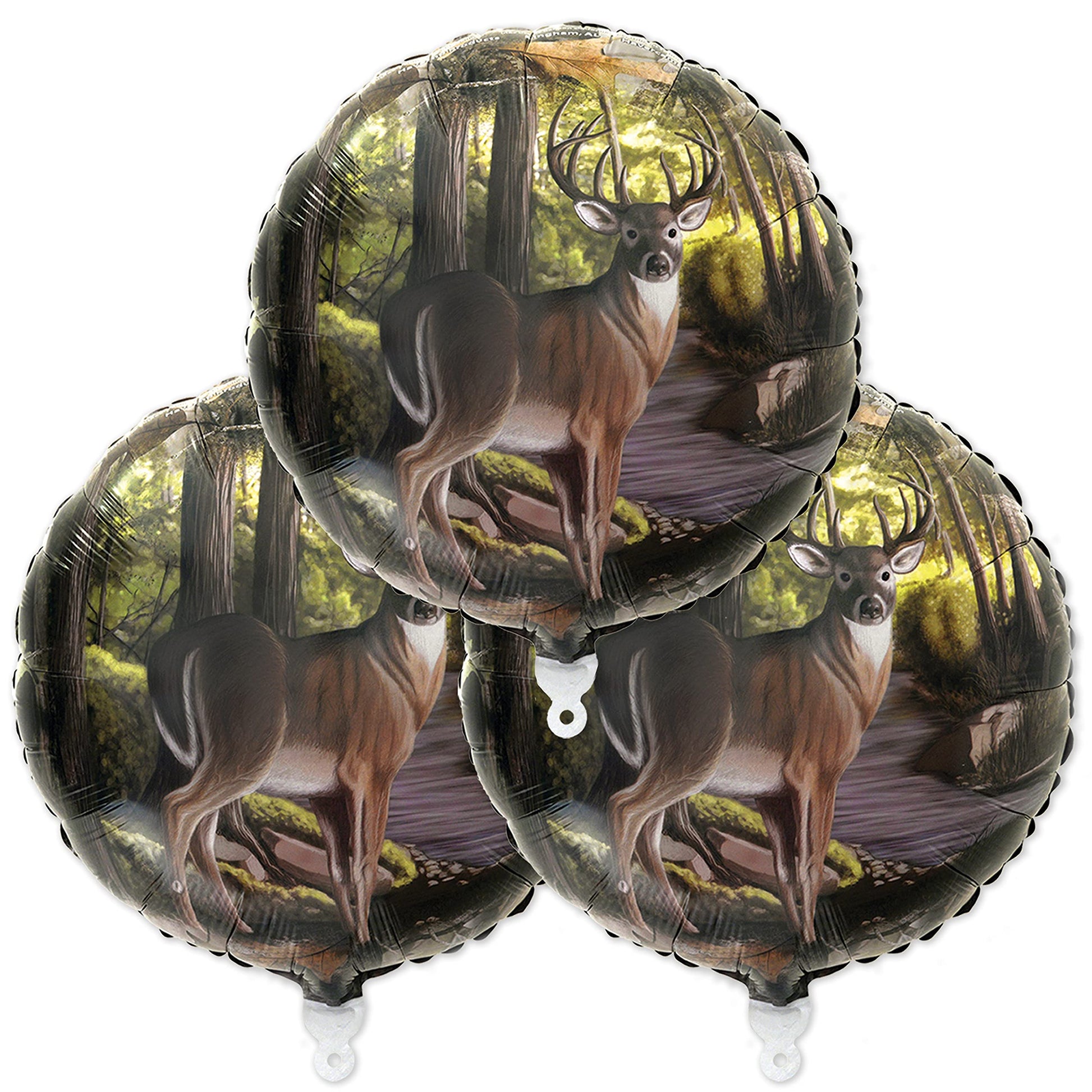 Havercamp Buck Party Balloons (3 pcs.)! 3 Deer (18") Mylar Balloons in Next Camo pattern. Camouflage Motif with Beautiful Buck. Great for Hunter