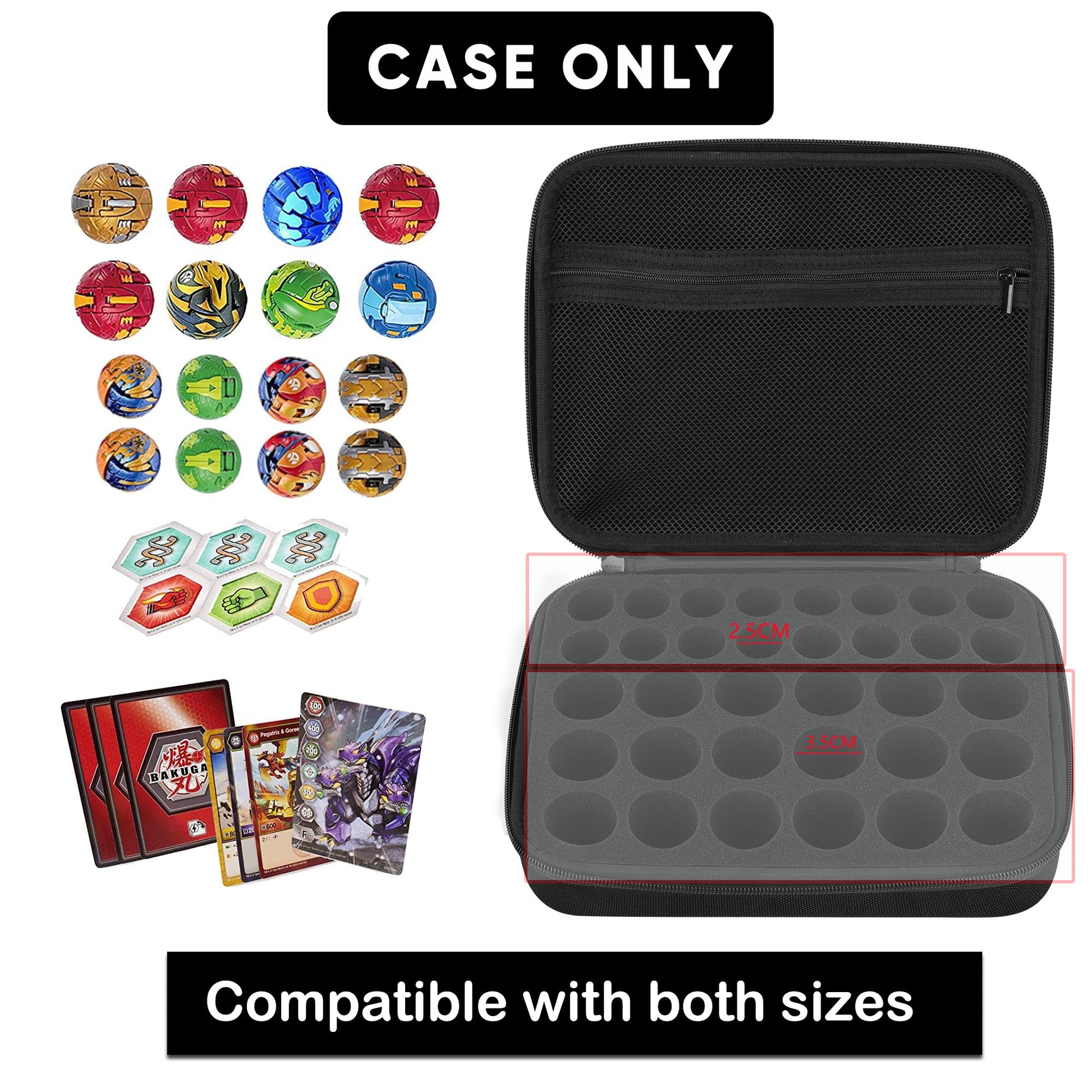 Minahao Toy Storage Box Compatible with Bakugan Battle Planet,BakuCores,Armored Alliance,Geogan Rising,Sponge is Pre-Slotted in Two Sizes,Compatible