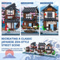 Traditional Japanese Cherry Blossom Village Building Set, Sakura Street View Architecture Building Block - Izakaya & Tea House, Collectible