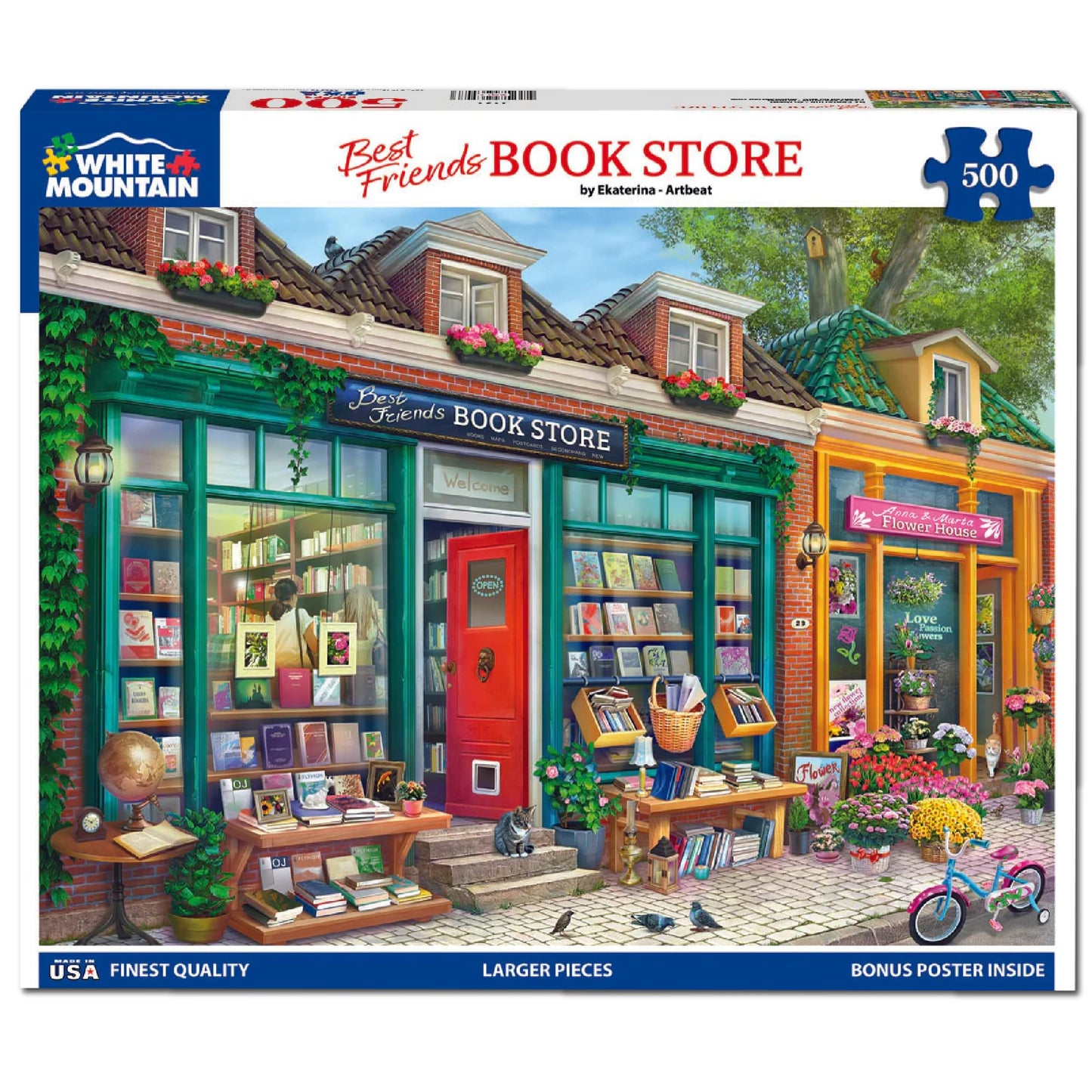 White Mountain 500 Piece Jigsaw Puzzle, Best Friends Book Store