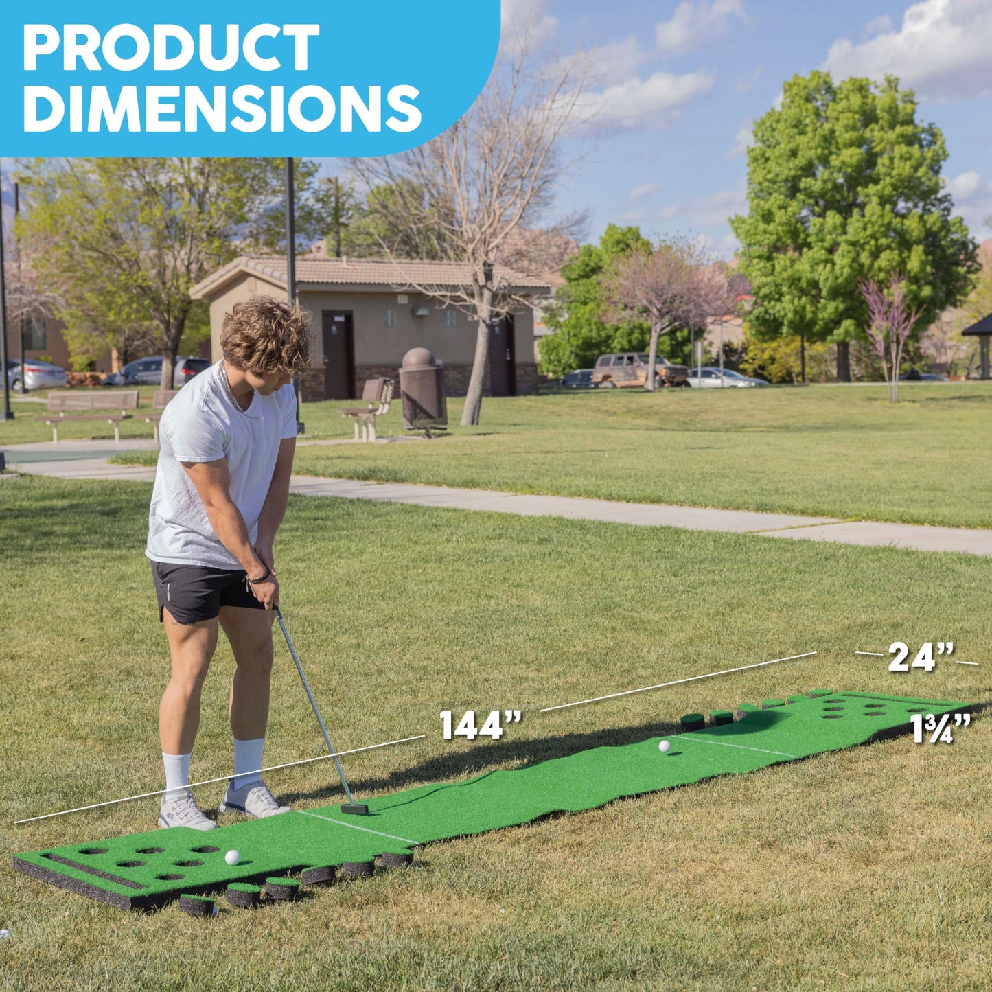 Golf Putting Game 12 ft Foldable with 12 Cup Covers and Storage Bag