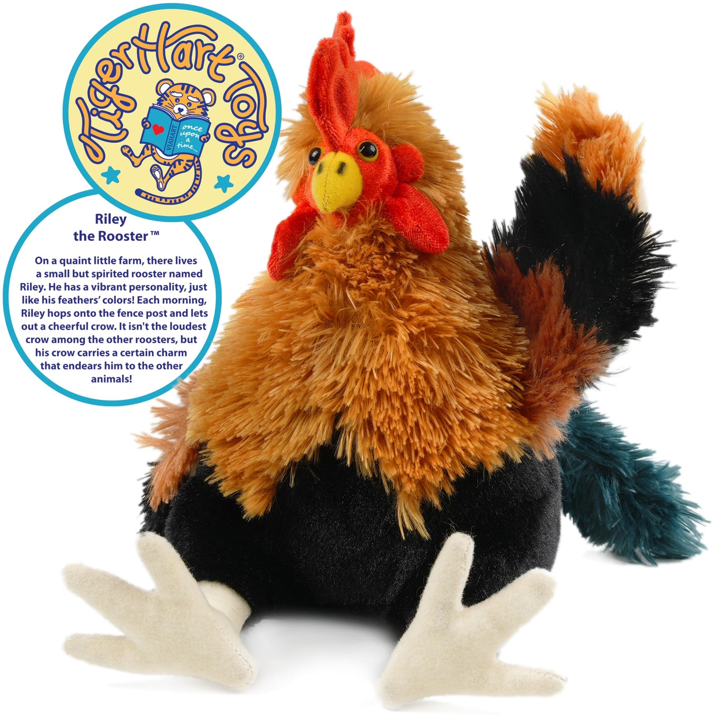 TigerHart Riley The Rooster - 8 Inch Chicken Stuffed Animal Plush