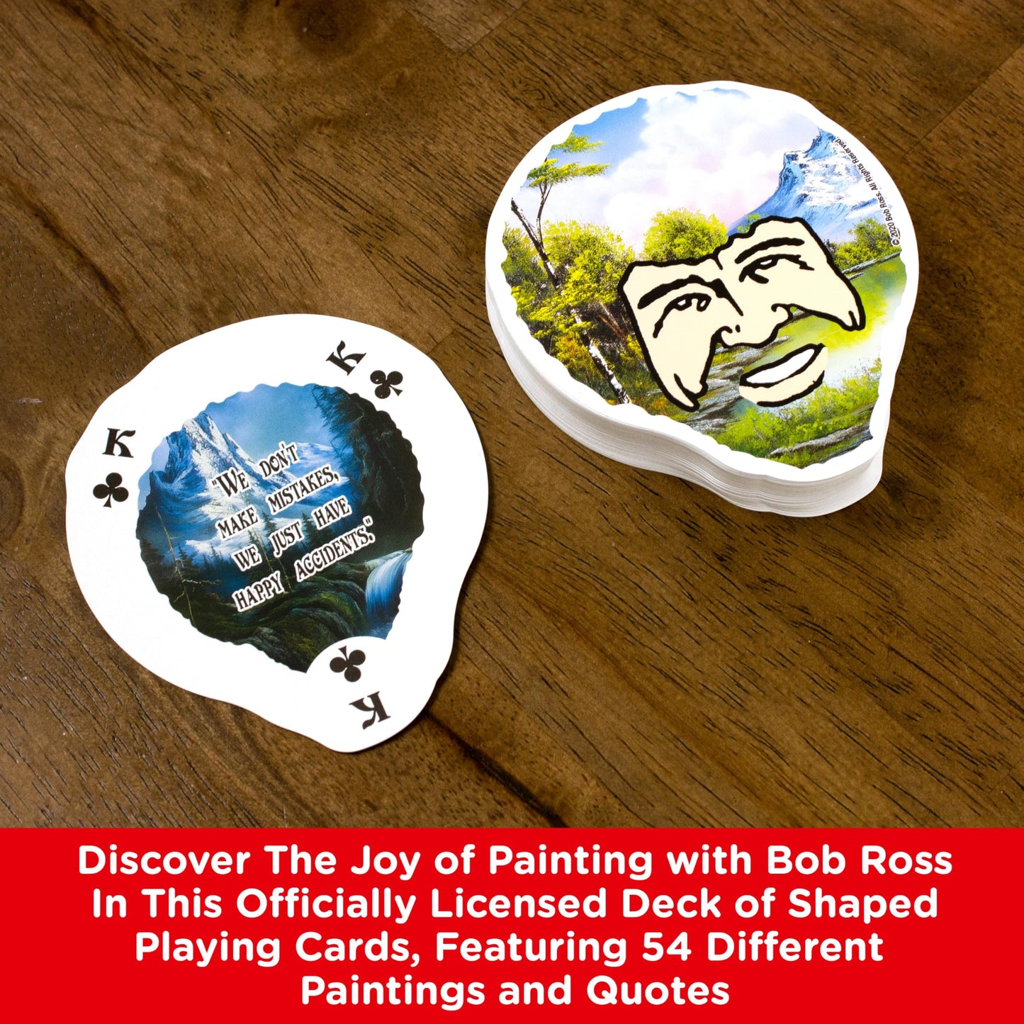 AQUARIUS Bob Ross Playing Cards - Bob Ross Shaped Deck of Cards for Your Favorite Card Games - Officially Licensed Bob Ross Merchandise & Collectibles