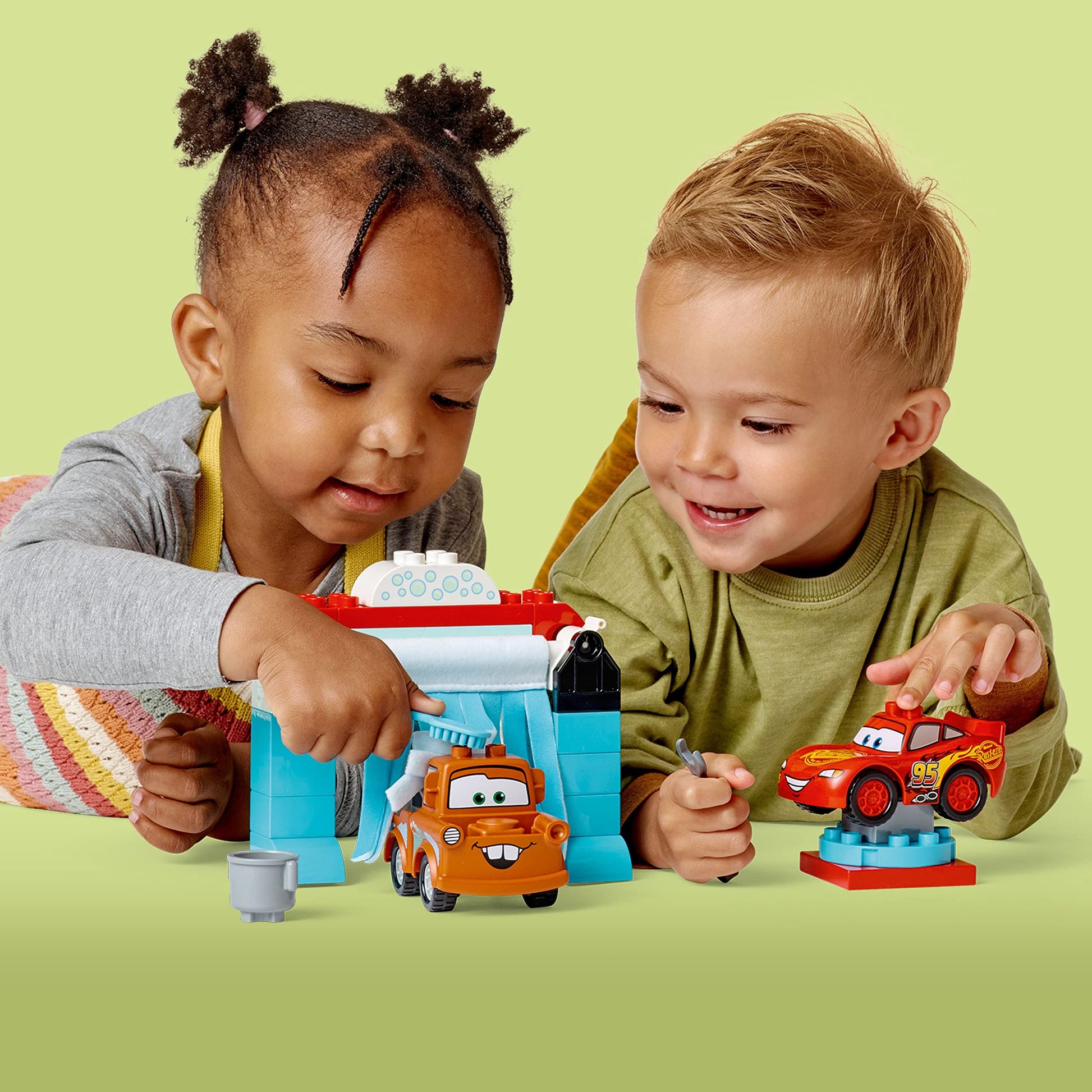 LEGO DUPLO Disney and Pixar's Cars Lightning McQueen & Mater's Car Wash Fun 10996, Buildable Toy for 2 Year Old Toddlers, Boys & Girls, Birthday Gift
