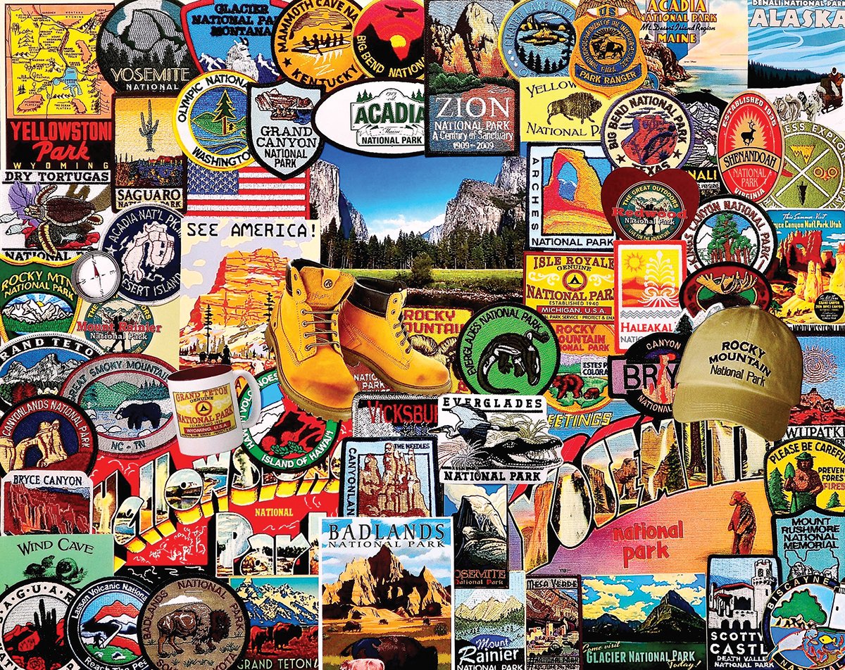 White Mountain Puzzles National Park Badges, 1000 Piece Jigsaw Puzzle