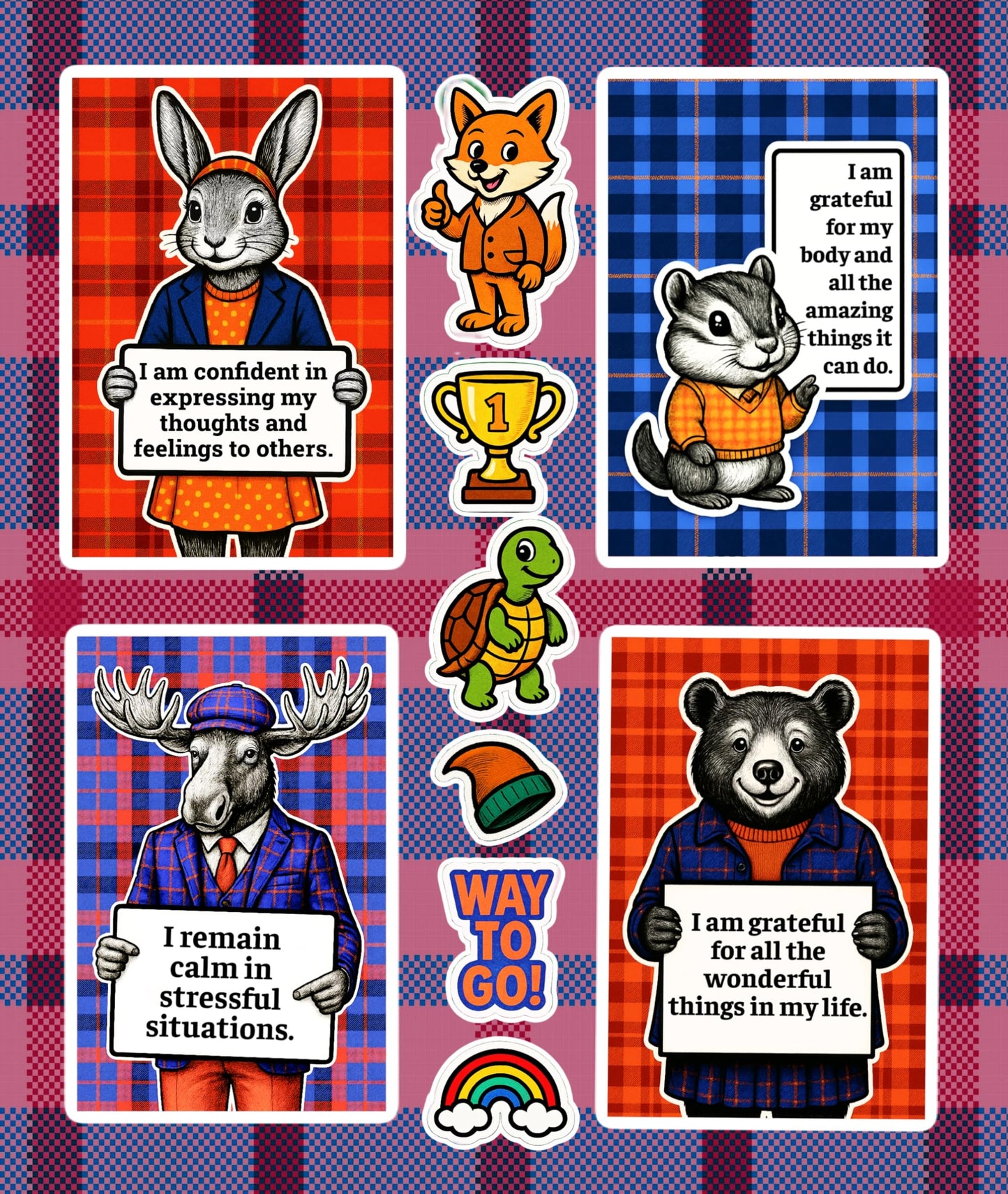 Pawsitive Vibes Woodland Animal Sticker Pack - 108 Cute Stickers with Positive Vibe Messages to Encourage Confidence, Kindness & Positivity! Durable