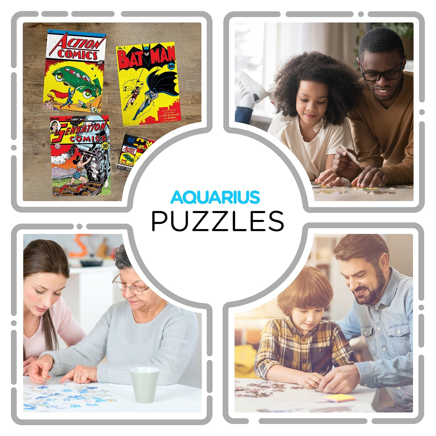 DC Comics 3 x 500 Jigsaw Piece Jigsaw Puzzle Set with Bonus Poster - Superhero Puzzle Pack for Adults, Kids & Families | Superman, Batman & Wonder