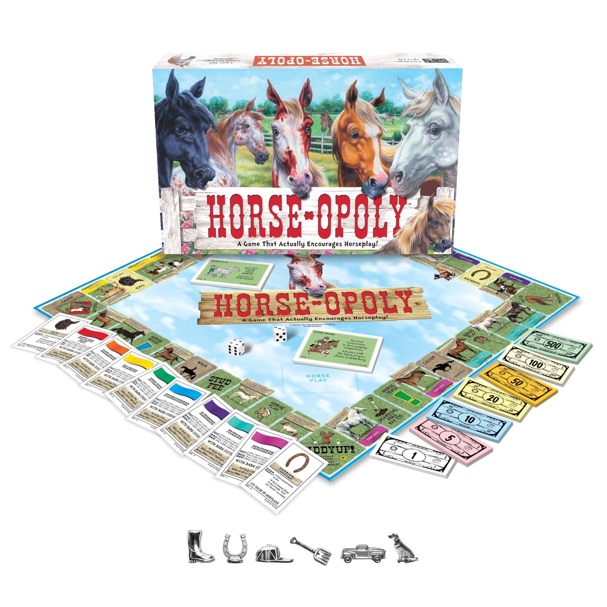 Late for the Sky Horse-Opoly Board Game for Families & Kids, Property Trading Strategy, 2-6 Players, Ages 8+, Educational Horse Breeds, Fast Play
