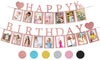 Sweet 16 Birthday Decorations Photo Banner in Rose Gold Pre-assembled - Sweet 16 Banner WITH Sixteen Photo Card Frames Party Supplies - Happy 16th