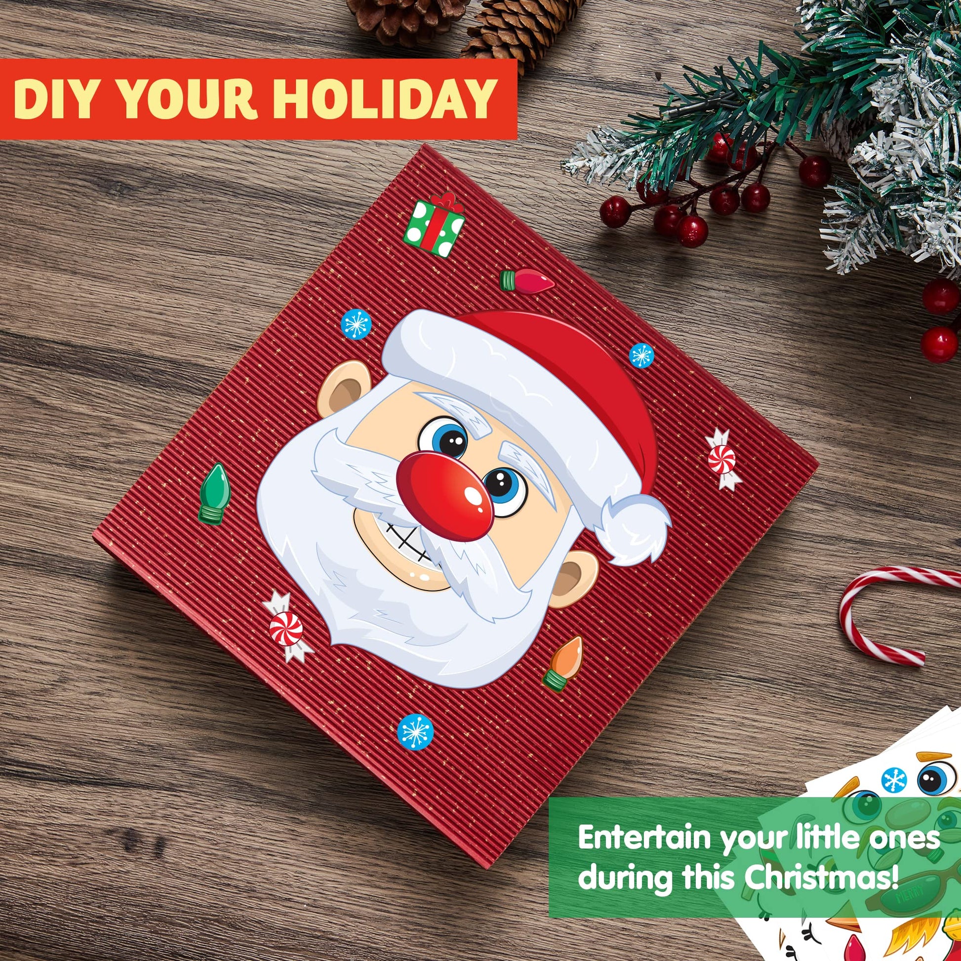 JOYIN 24 Pcs Christmas Make-a-face Stickers, Make Your Own Characters Mix and Match Sticker Sheets with Christmas Elf, Santa Santa, Snowman, Penguin