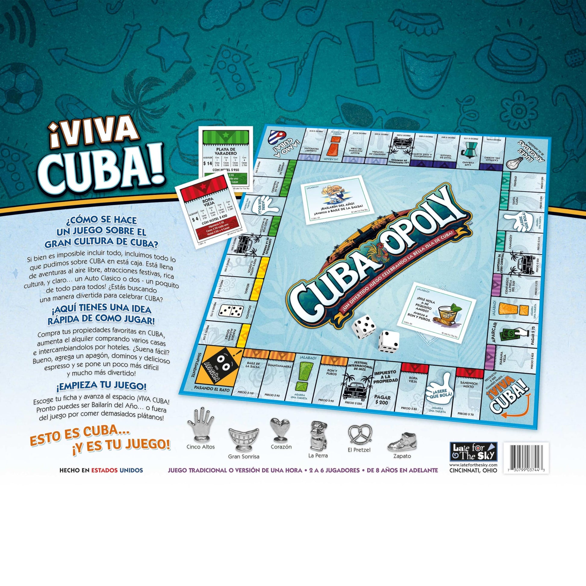 Late for The Sky Cuba-Opoly Family Board Game, Opoly-Style Strategy Fun for Ages 8+, 2-6 Players, Cuba Travel Theme Gift for Family Game Night