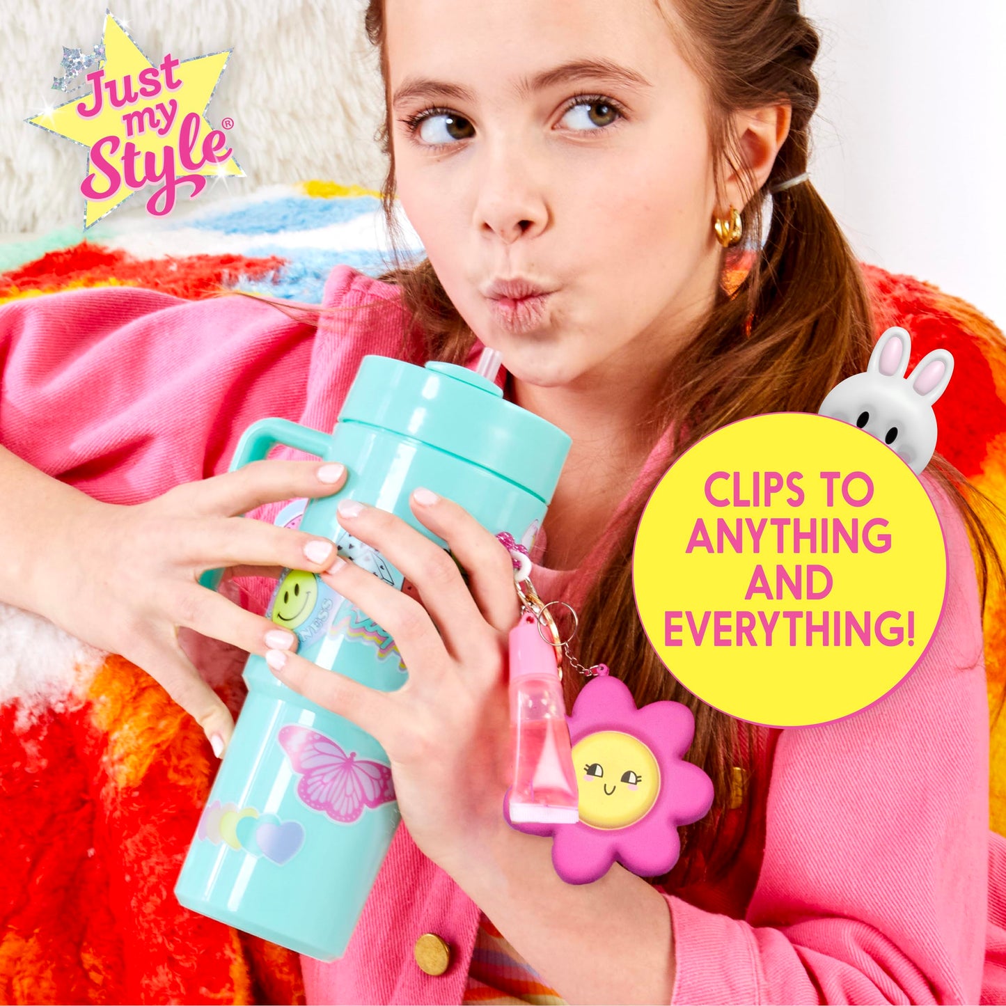 Just My Style 3D-Style Activity Book, 30 Pages of Coloring Activities, Includes Sticker, Glitter-Filled Pen, & Bonus Flower Keychain, Squishy 3D