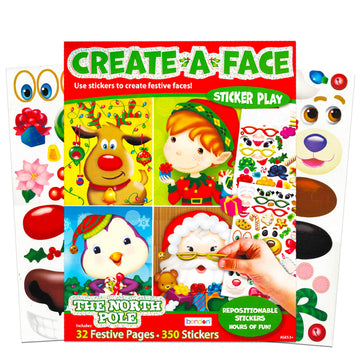 Bendon Publishing Christmas Make a Face Sticker Book for Kids Toddlers - Giant Christmas Sticker Book with 32 Santa, Elf, Reindeer Festive Faces