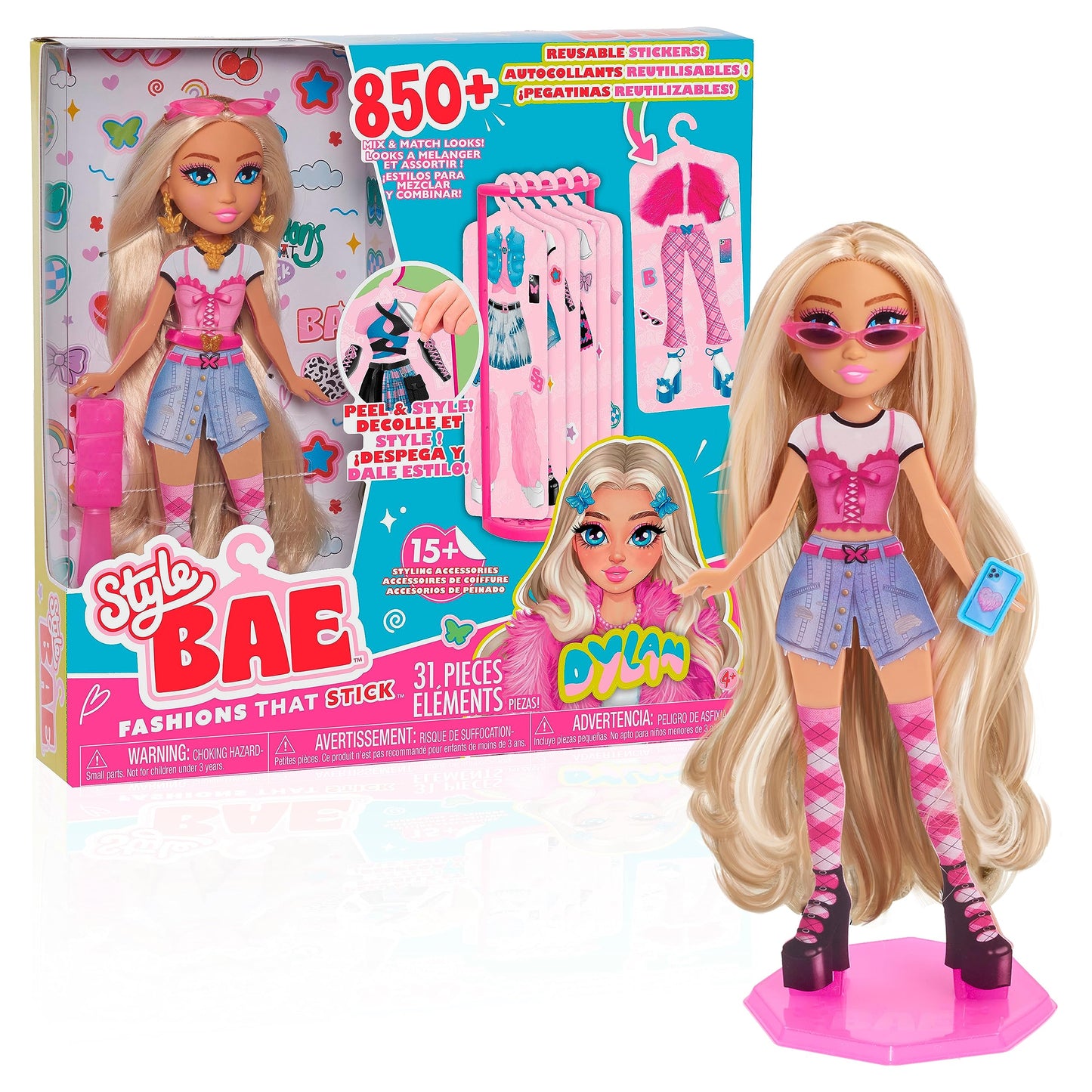 Just Play Style Bae Dylan 10-Inch Fashion Doll and Accessories, 28-pieces, Kids Toys for Ages 4 Up