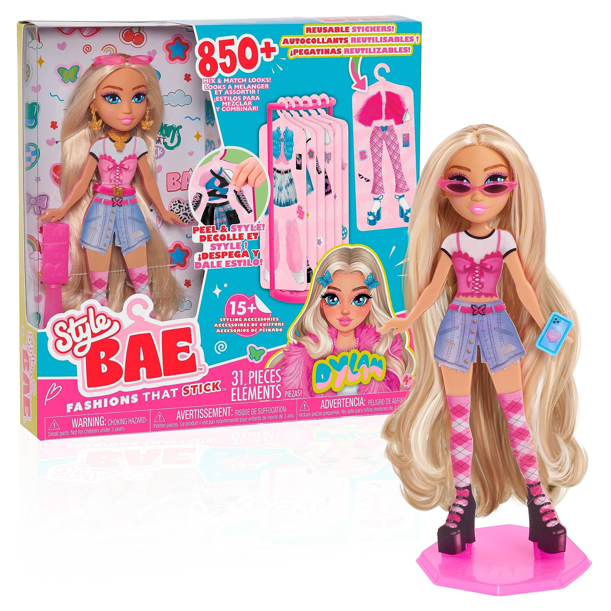Just Play Style Bae Dylan 10-Inch Fashion Doll and Accessories, 28-pieces, Kids Toys for Ages 4 Up