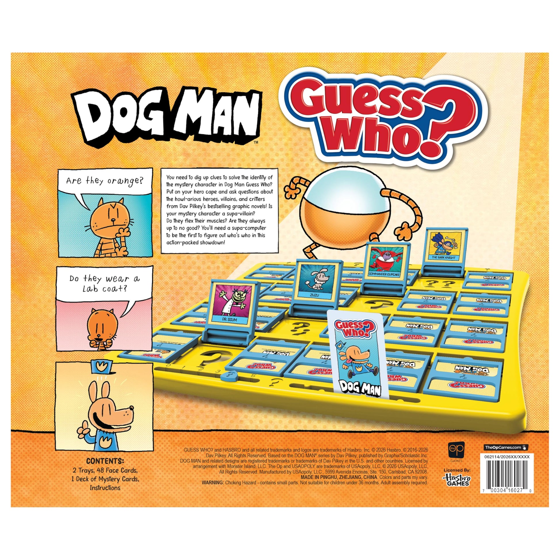 Guess WHO? Dogman Board Game, Featuring Lil’ Petey, Piggy and More, Family-Friendly Children's Mystery Game of Deduction, 2 Players, Ages 6 & Up