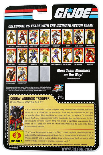G.I. Joe 25th Anniversary Comic Series Cardback: Cobra B.A.T. (Battle Android Trooper) 3.75 Inch Action Figure