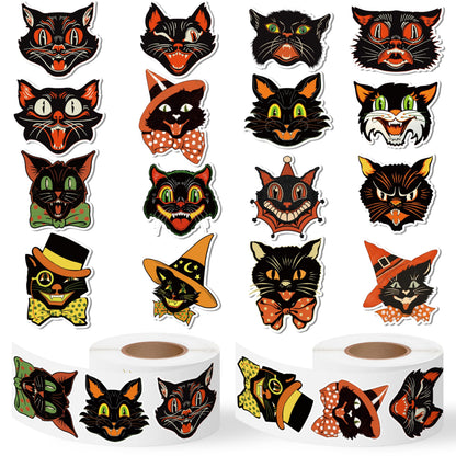 GUjianzi Vintage Black Cat Stickers - 1000Pcs Funny Cute Meme Decals for Kids Teen Adult, Aesthetic Kitty Waterproof Vinyl Sticker Gifts