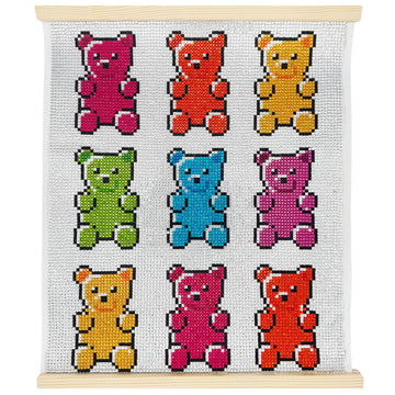 Brea Reese: Hanging Gem Art Kit - Gummy Bears - Peel & Stick, Create A Colorful Candy Character Scene, 11x14 Rolled Canvas, Wall Frame, Adult Craft